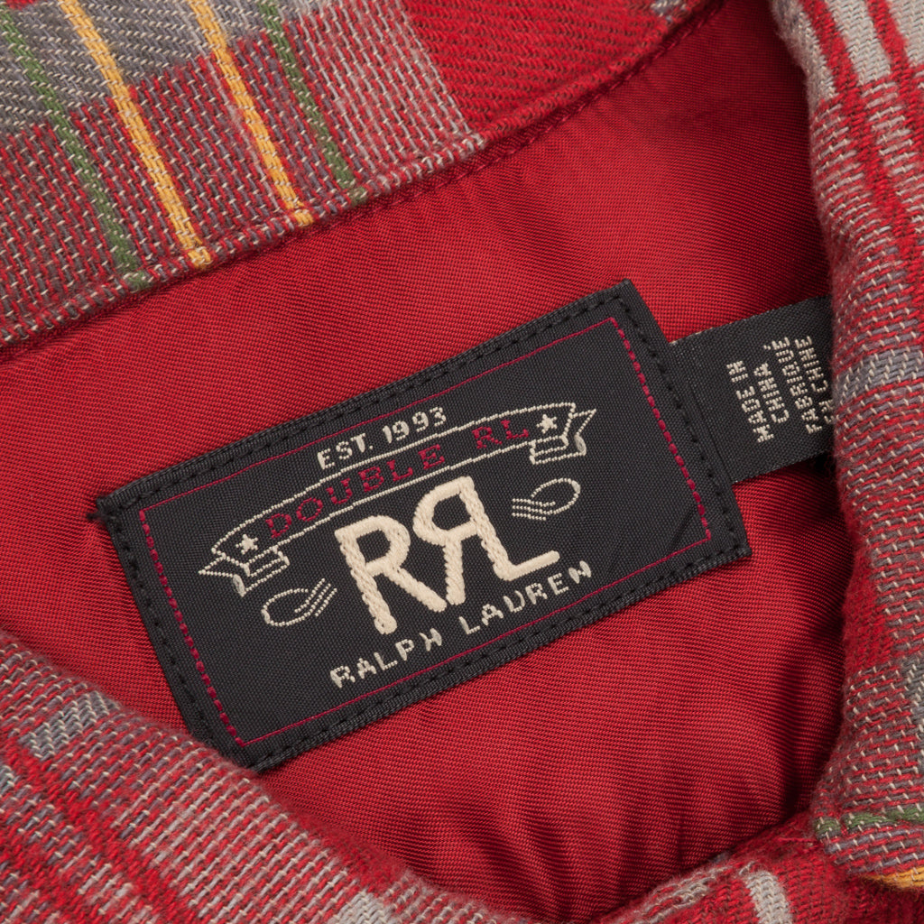 RRL Marcus Workshirt Canadian Jacquard Plaid Red Grey