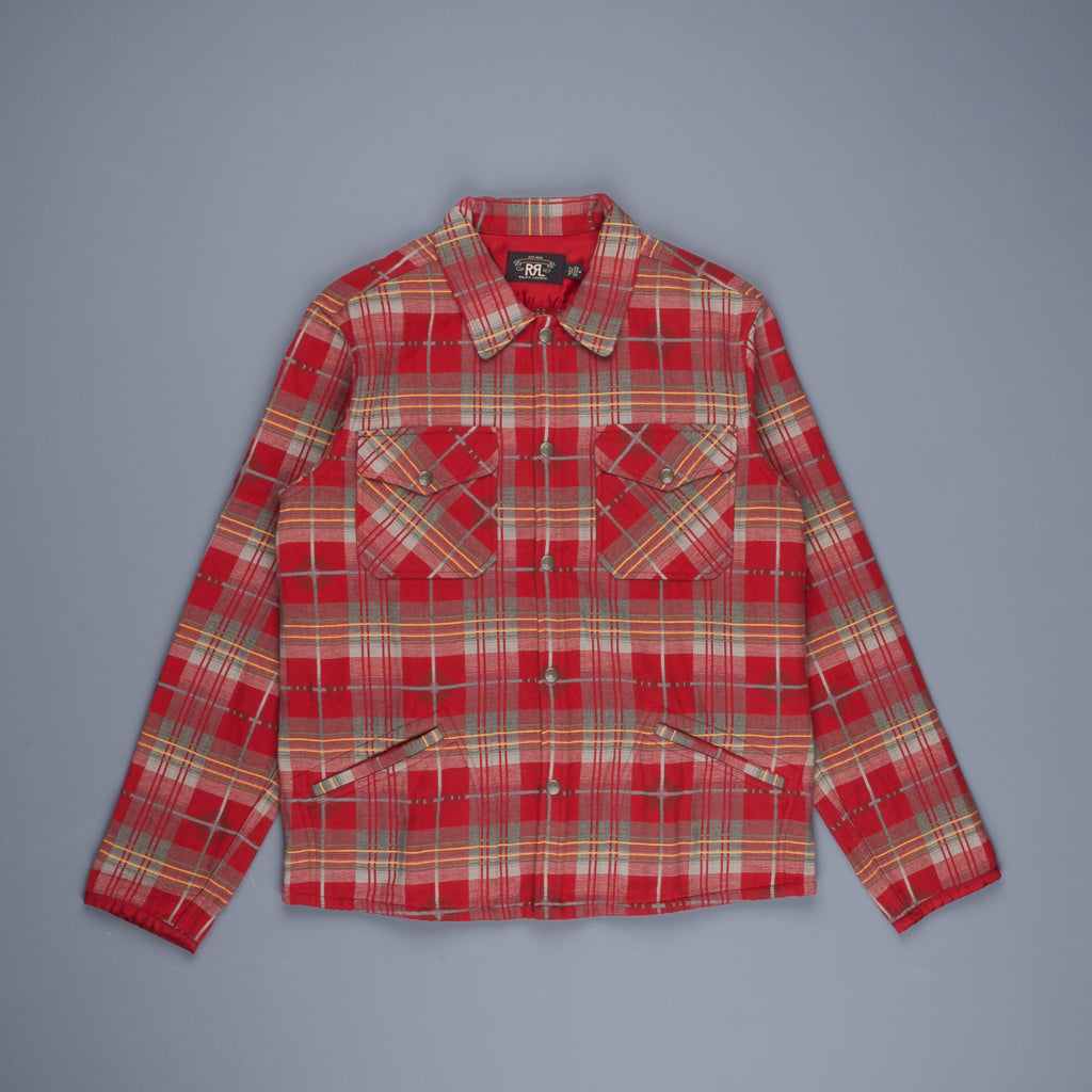 RRL Marcus Workshirt Canadian Jacquard Plaid Red Grey