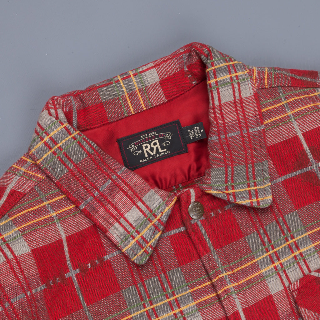 RRL Marcus Workshirt Canadian Jacquard Plaid Red Grey