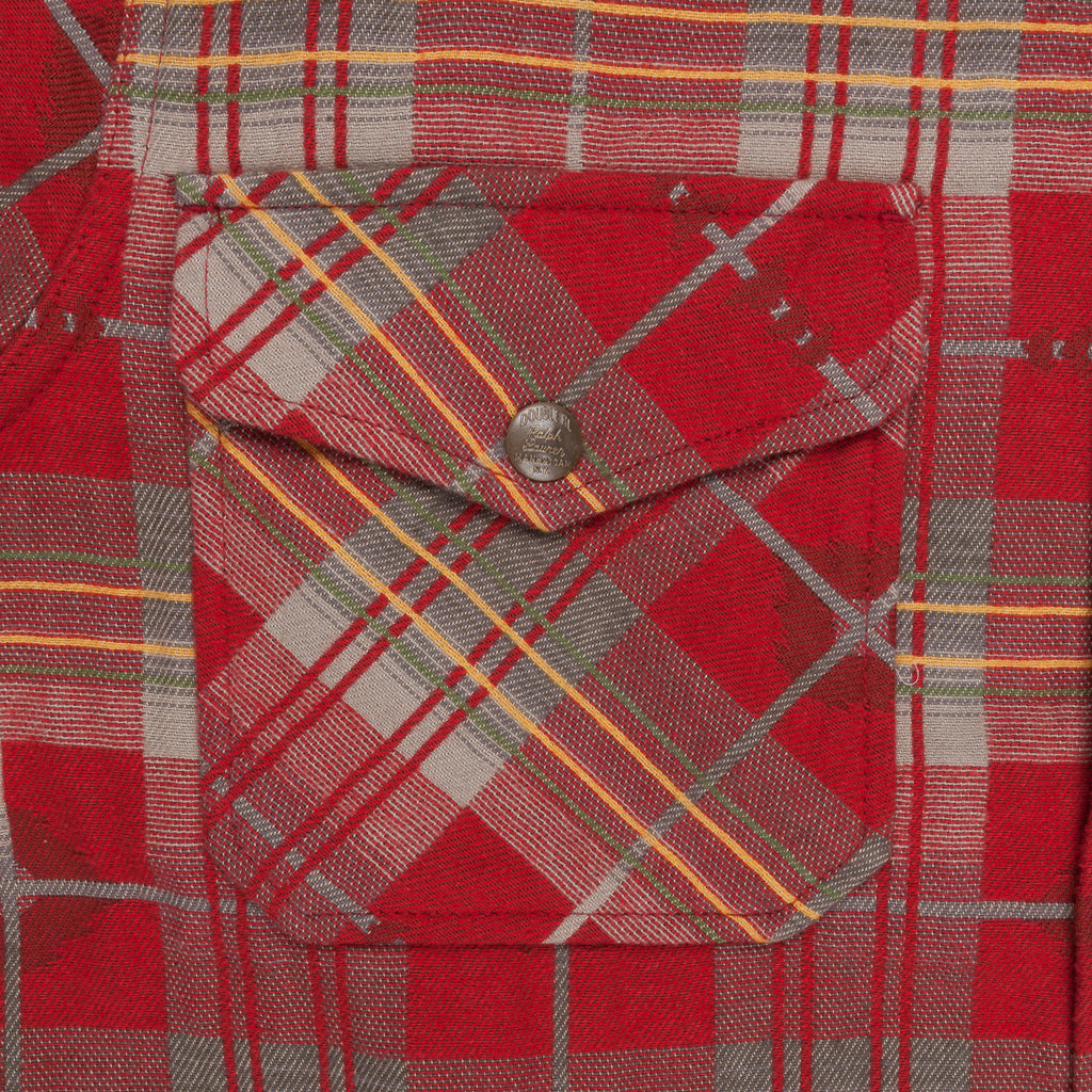 RRL Marcus Workshirt Canadian Jacquard Plaid Red Grey