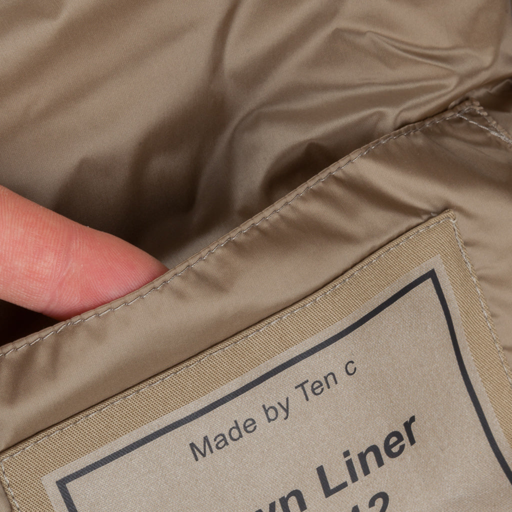 Ten C Hooded down liner with pockets Tan