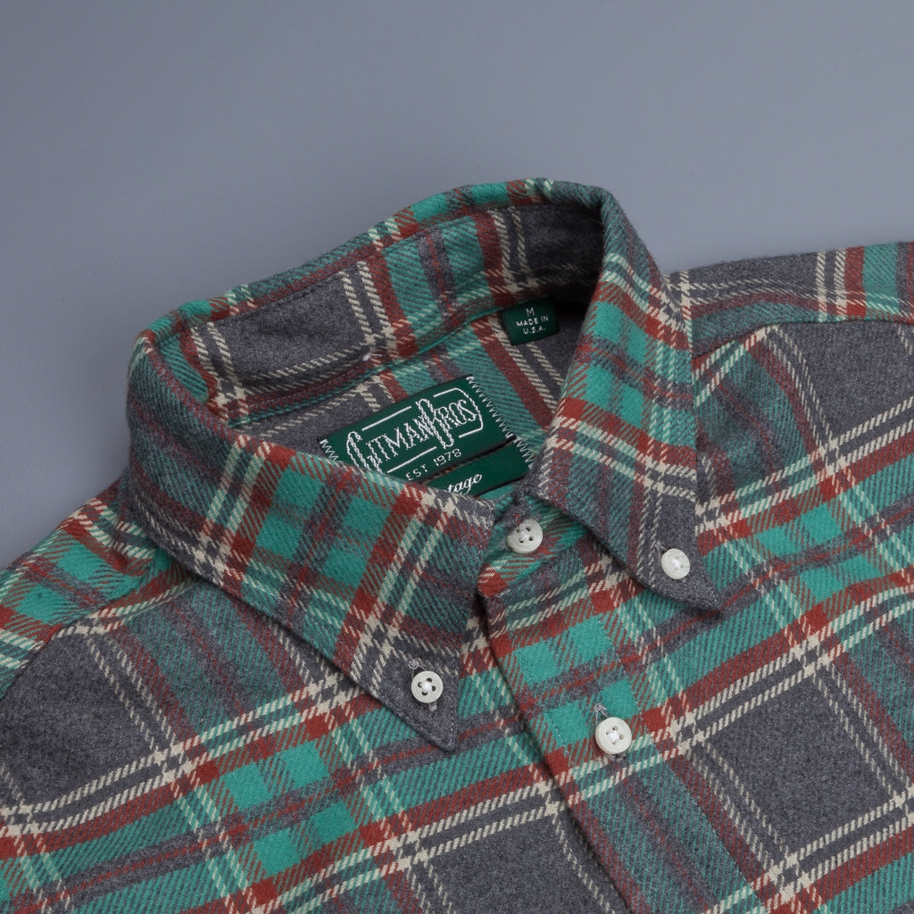 Gitman Vintage Button Down Shirt Grey Mint Flannel Plaid