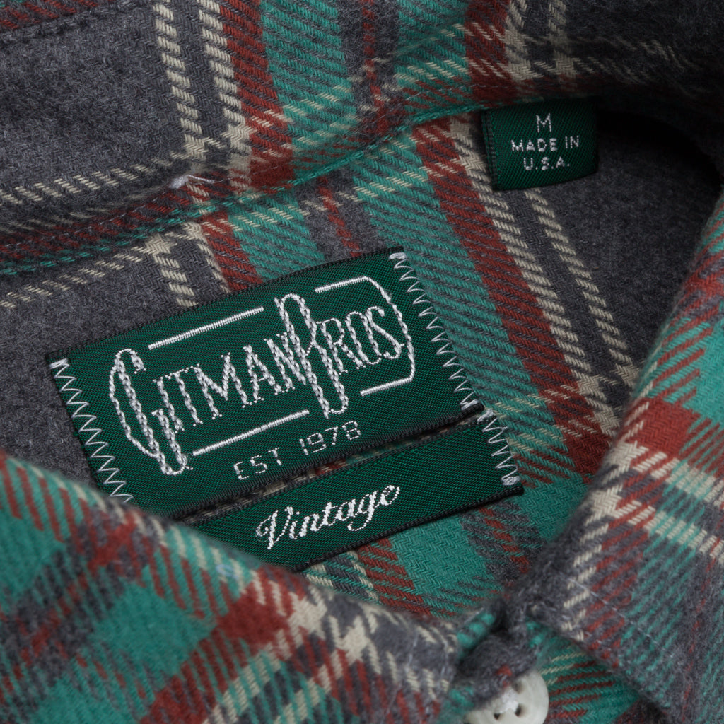Gitman Vintage Button Down Shirt Grey Mint Flannel Plaid