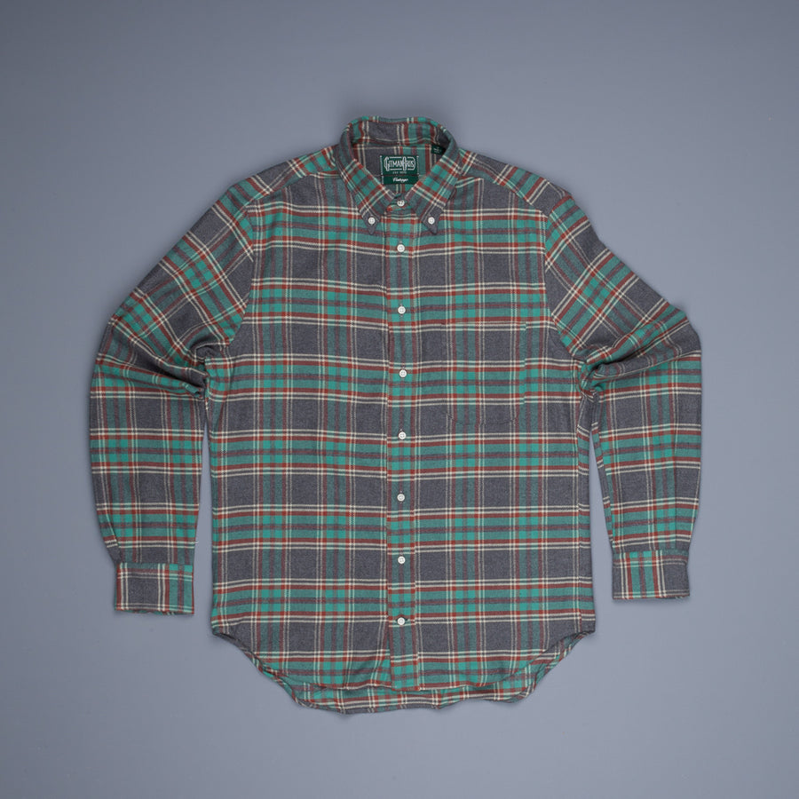 Gitman Vintage Button Down Shirt Grey Mint Flannel Plaid