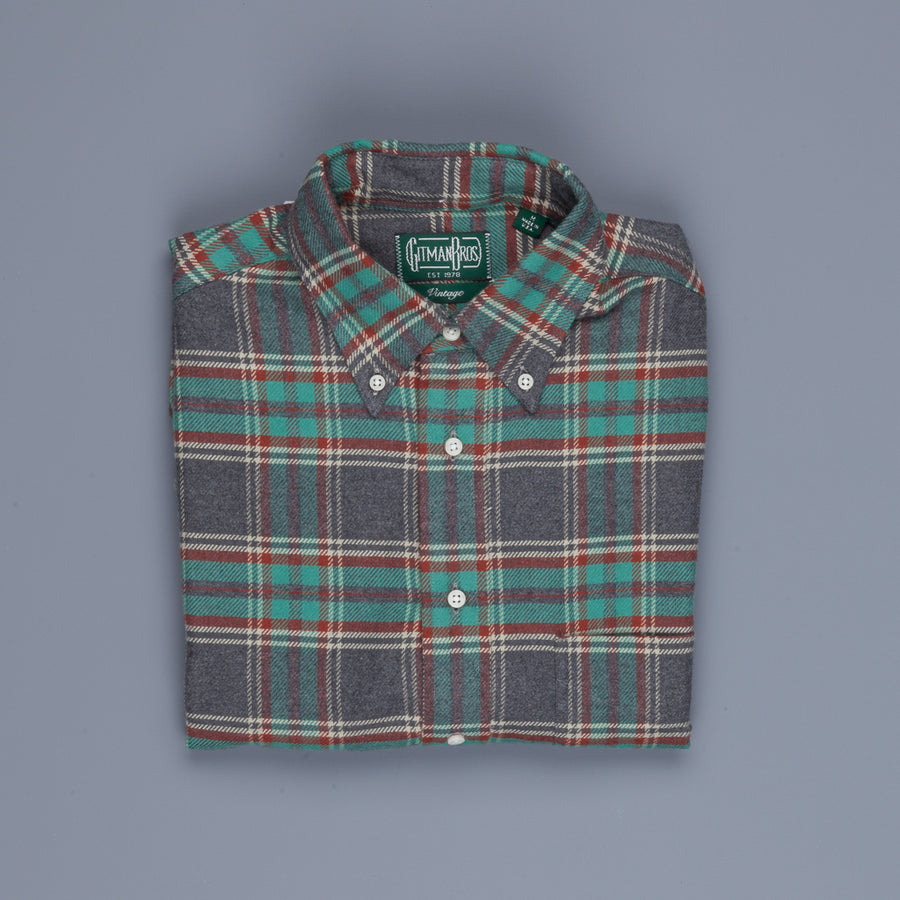 Gitman Vintage Button Down Shirt Grey Mint Flannel Plaid