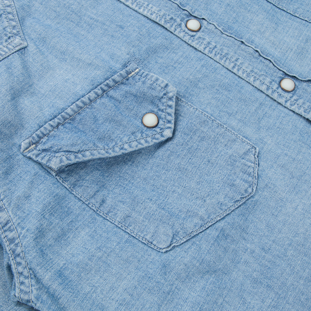 Remi Relief Chambray Western Shirt Used Blue