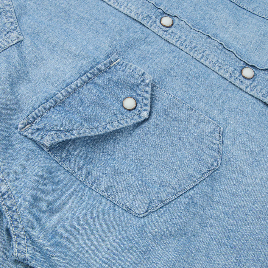 Remi Relief Chambray Western Shirt Used Blue