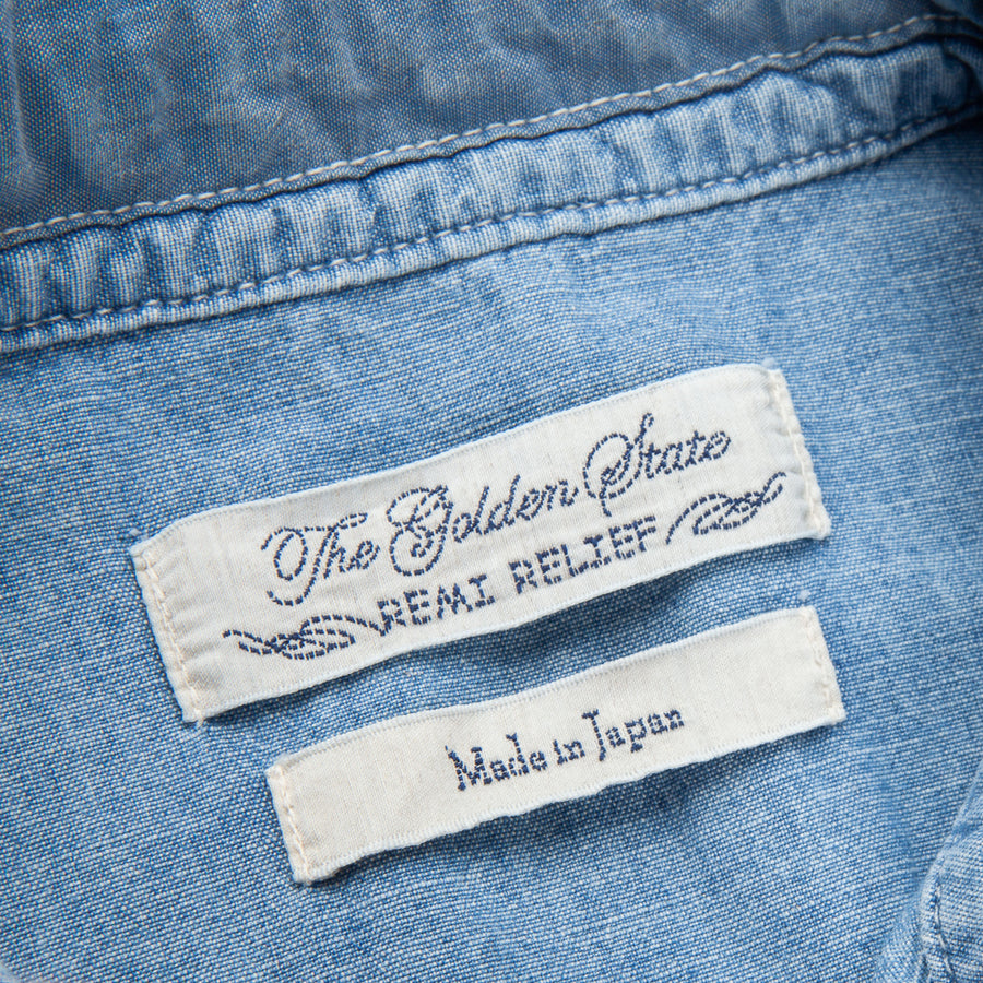 Remi Relief Chambray Western Shirt Used Blue
