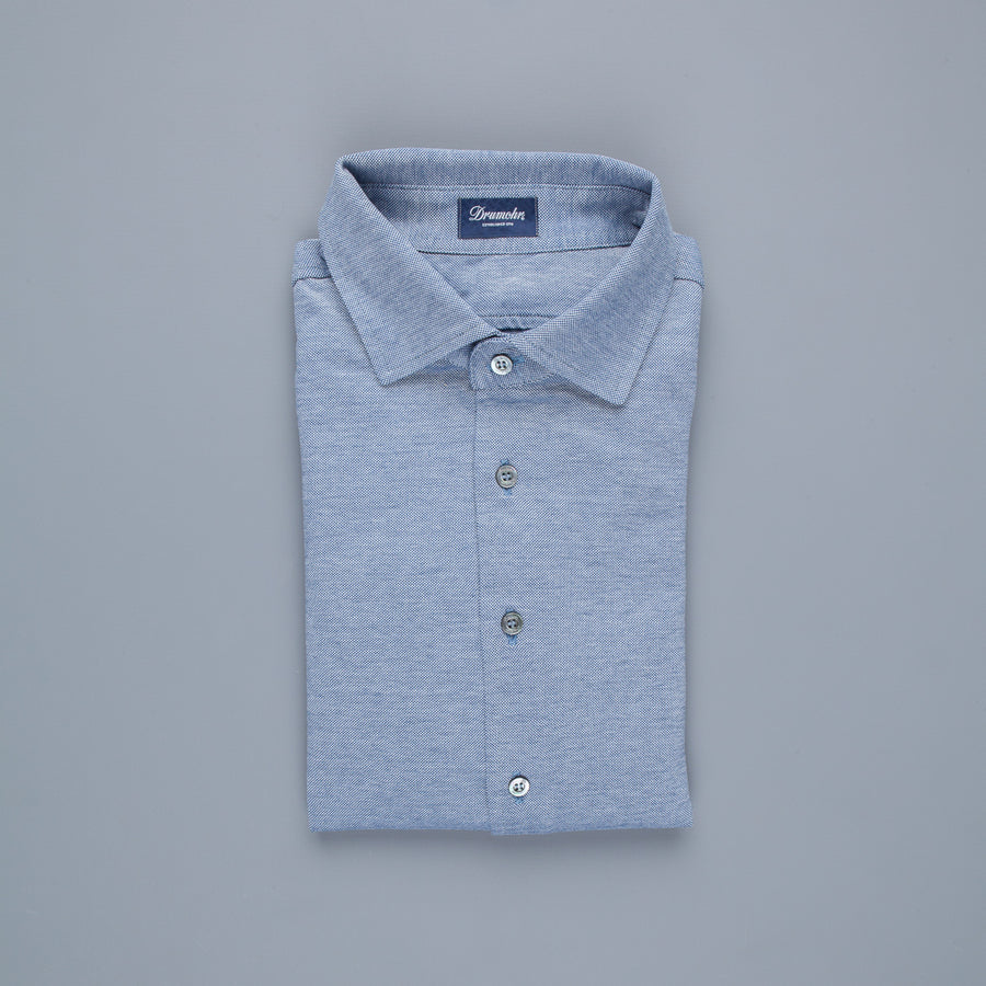 Drumohr Jersey Piquet Shirt Denim Blue