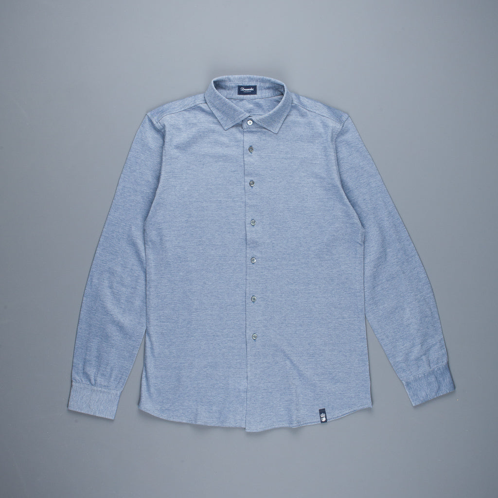 Drumohr Jersey Piquet Shirt Denim Blue