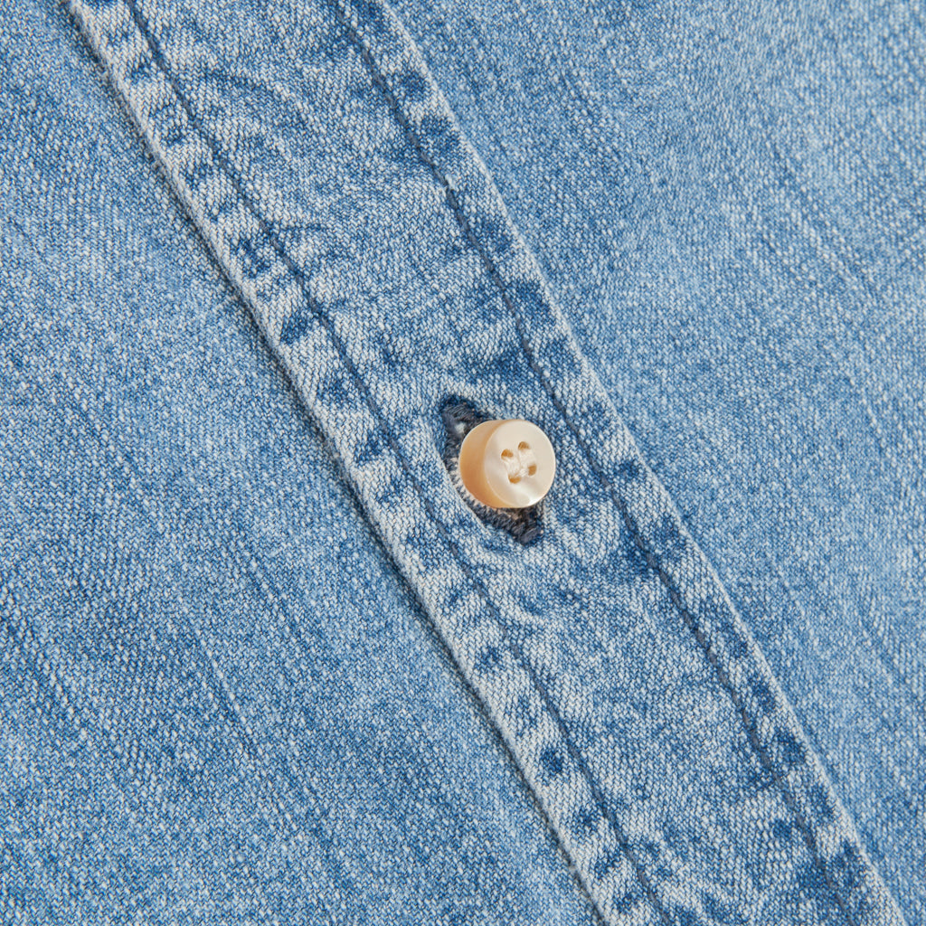 Remi Relief Denim Button Down Shirt Natural Finish Used Blue