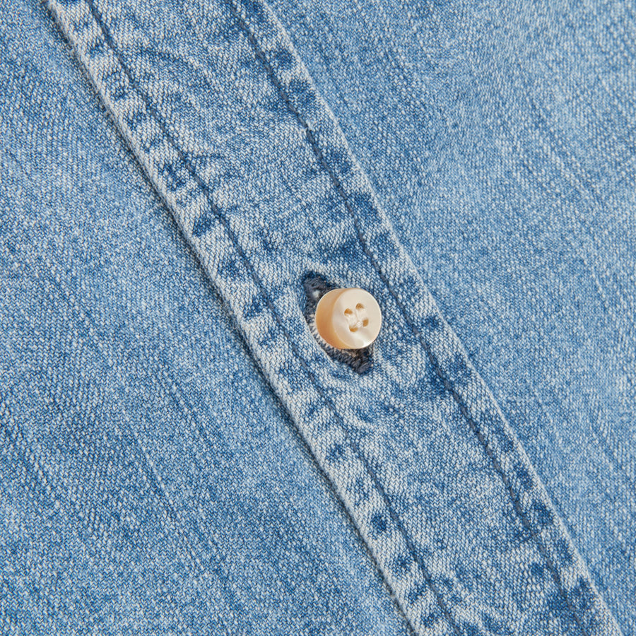 Remi Relief Denim Button Down Shirt Natural Finish Used Blue