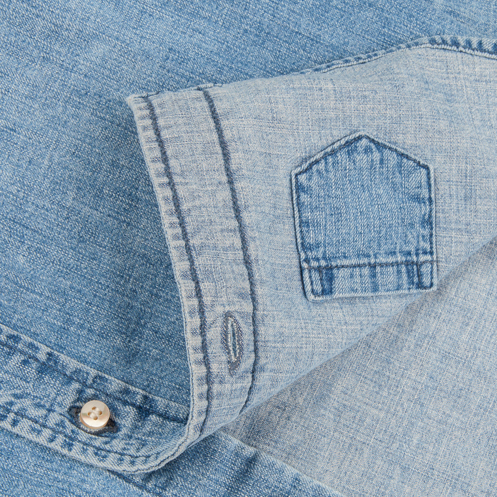 Remi Relief Denim Button Down Shirt Natural Finish Used Blue