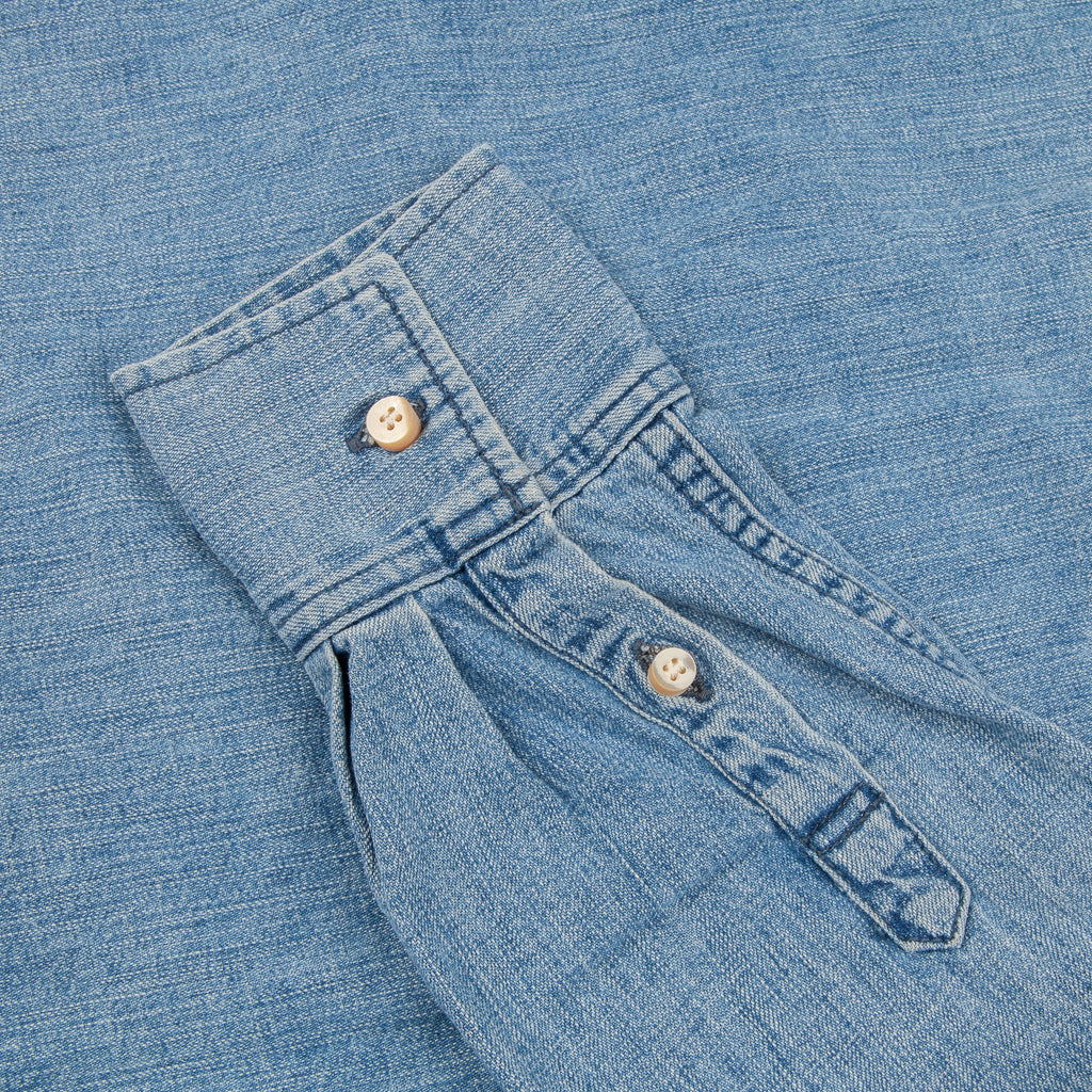 Remi Relief Denim Button Down Shirt Natural Finish Used Blue