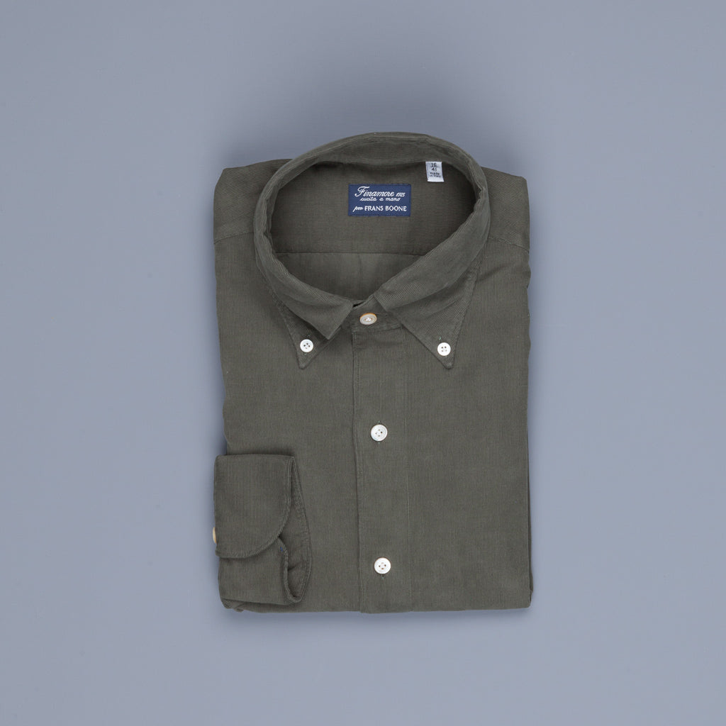 Finamore Gaeta shirt collo Lucio extrafine rib dark olive