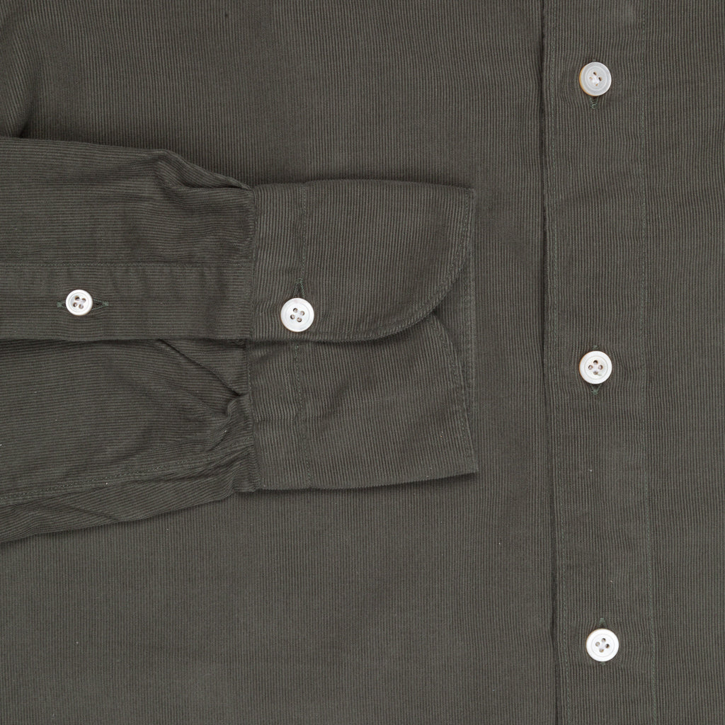Finamore Gaeta shirt collo Lucio extrafine rib dark olive
