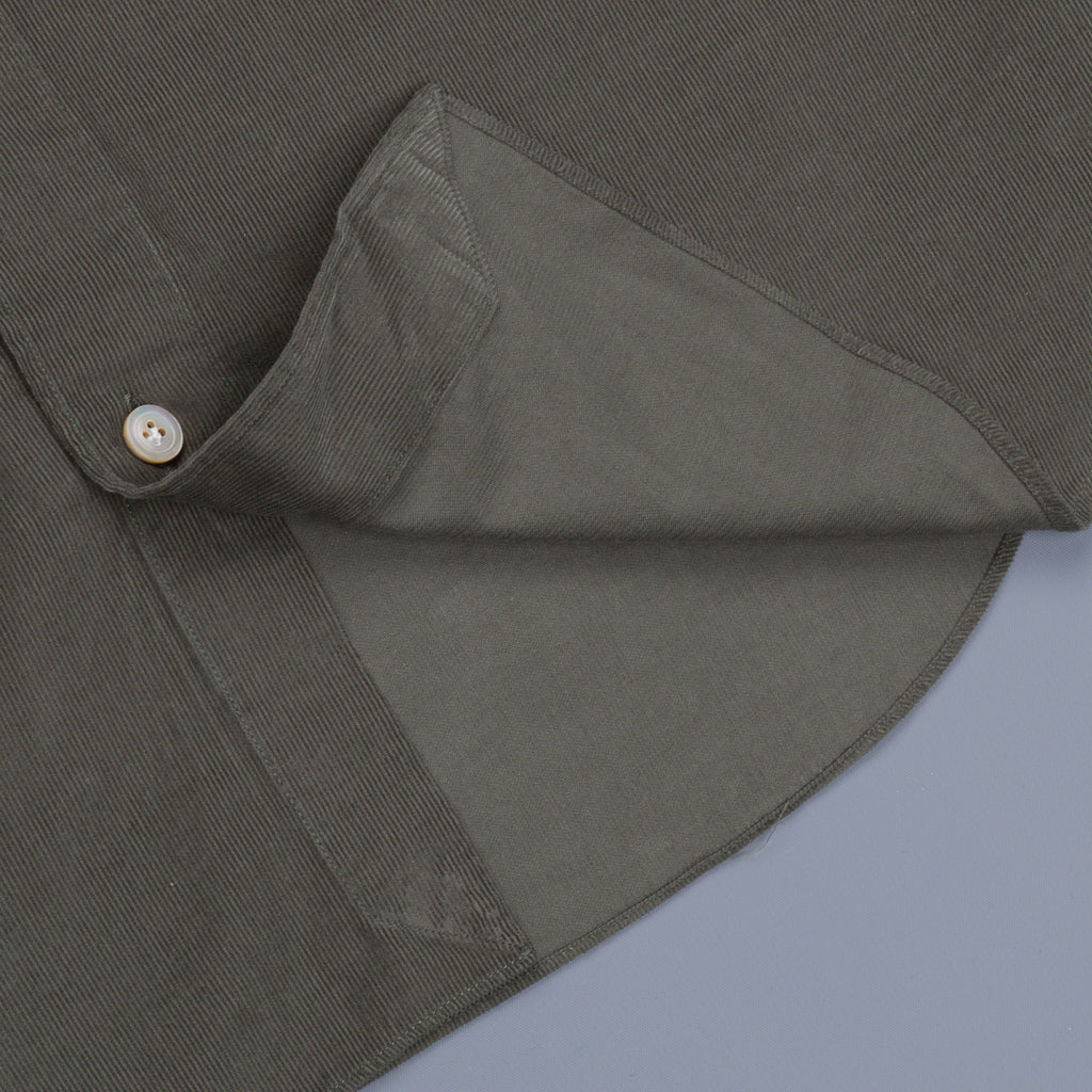 Finamore Gaeta shirt collo Lucio extrafine rib dark olive