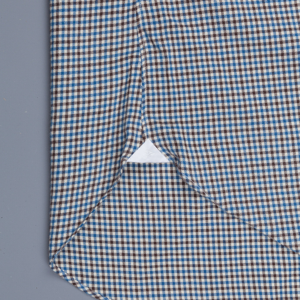 Finamore Tokyo shirt collo Simone flannel tattersall bic brown