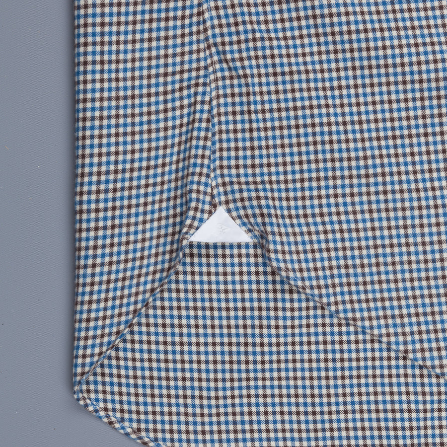 Finamore Tokyo shirt collo Simone flannel tattersall bic brown