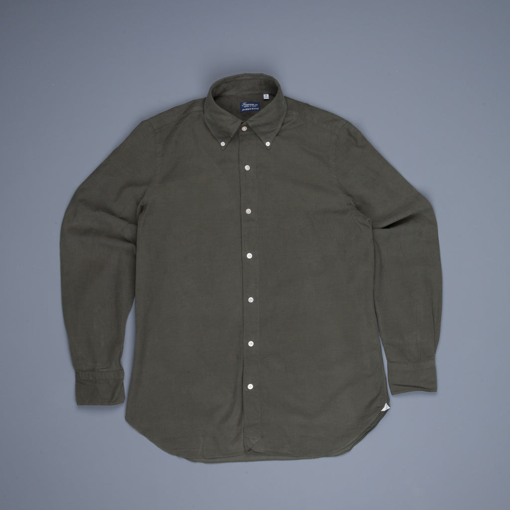 Finamore Gaeta shirt collo Lucio extrafine rib dark olive