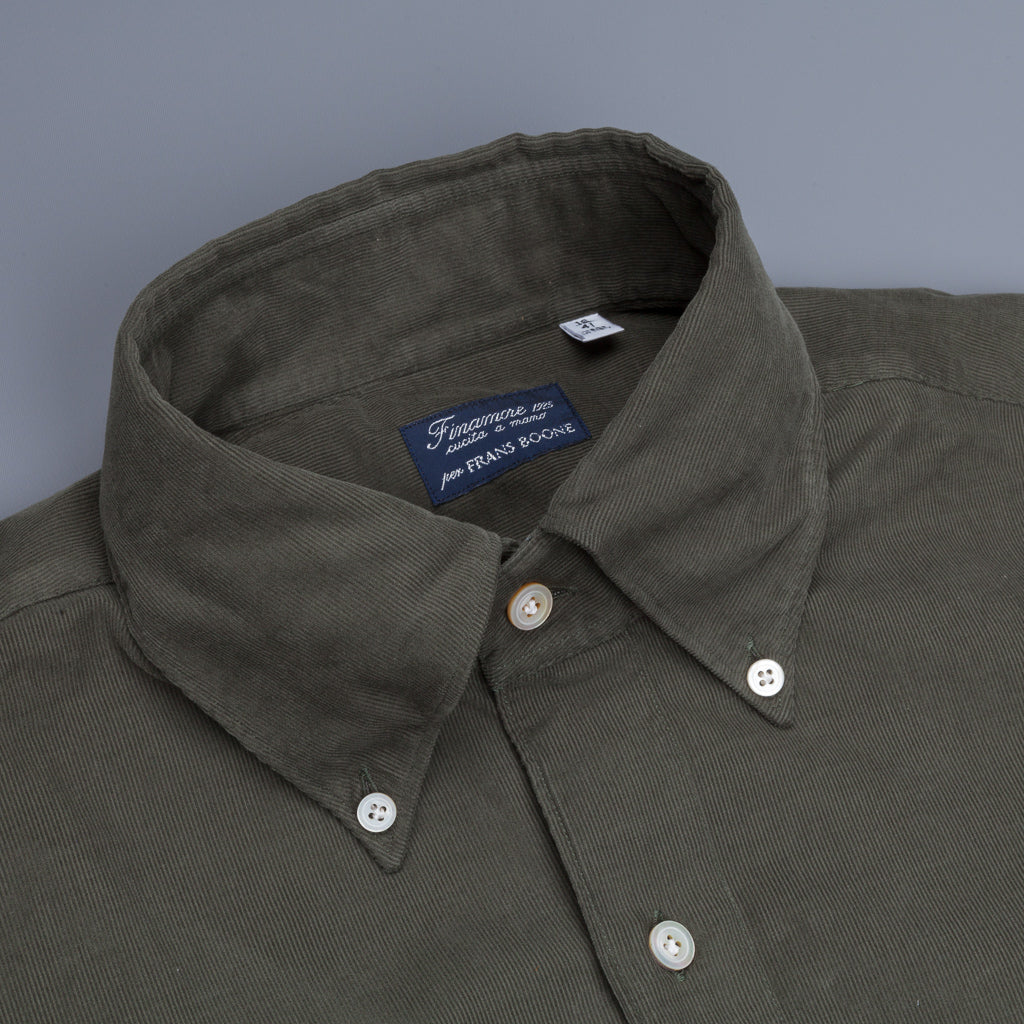 Finamore Gaeta shirt collo Lucio extrafine rib dark olive