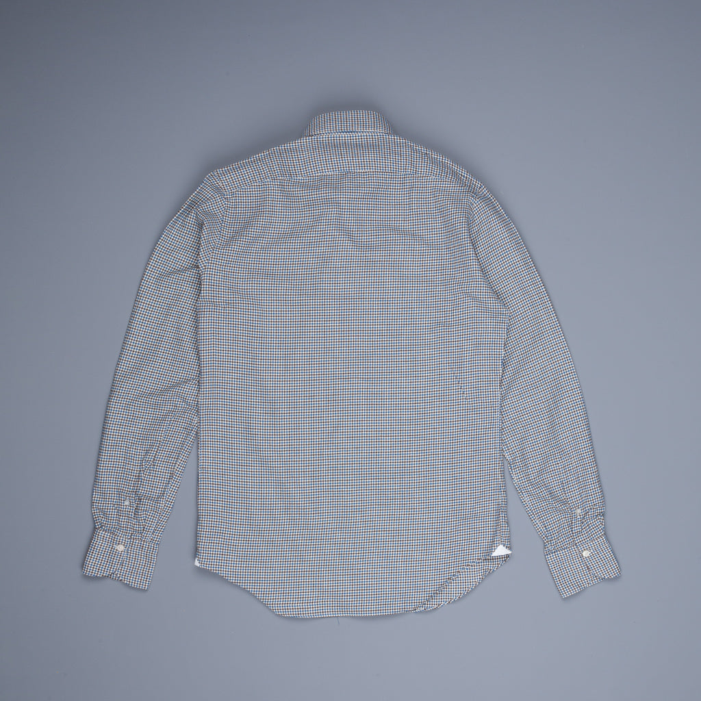 Finamore Tokyo shirt collo Simone flannel tattersall bic brown
