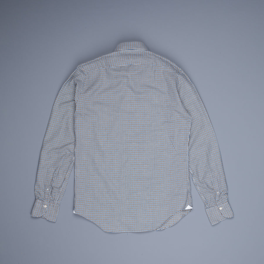 Finamore Tokyo shirt collo Simone flannel tattersall bic brown