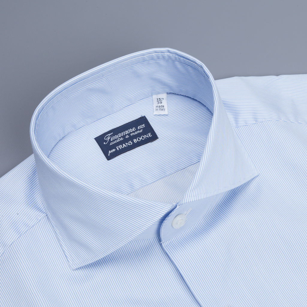 Finamore Milano shirt collo Eduardo jaquard stripe blue