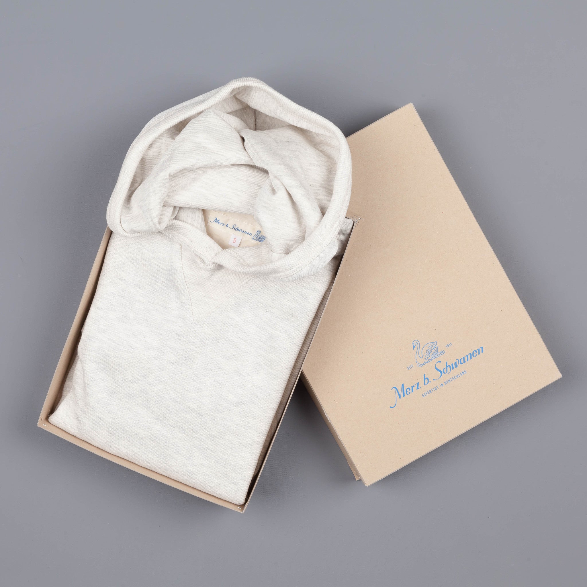 Merz B Schwanen 3S82 3 thread hooded sweater Nature Melange