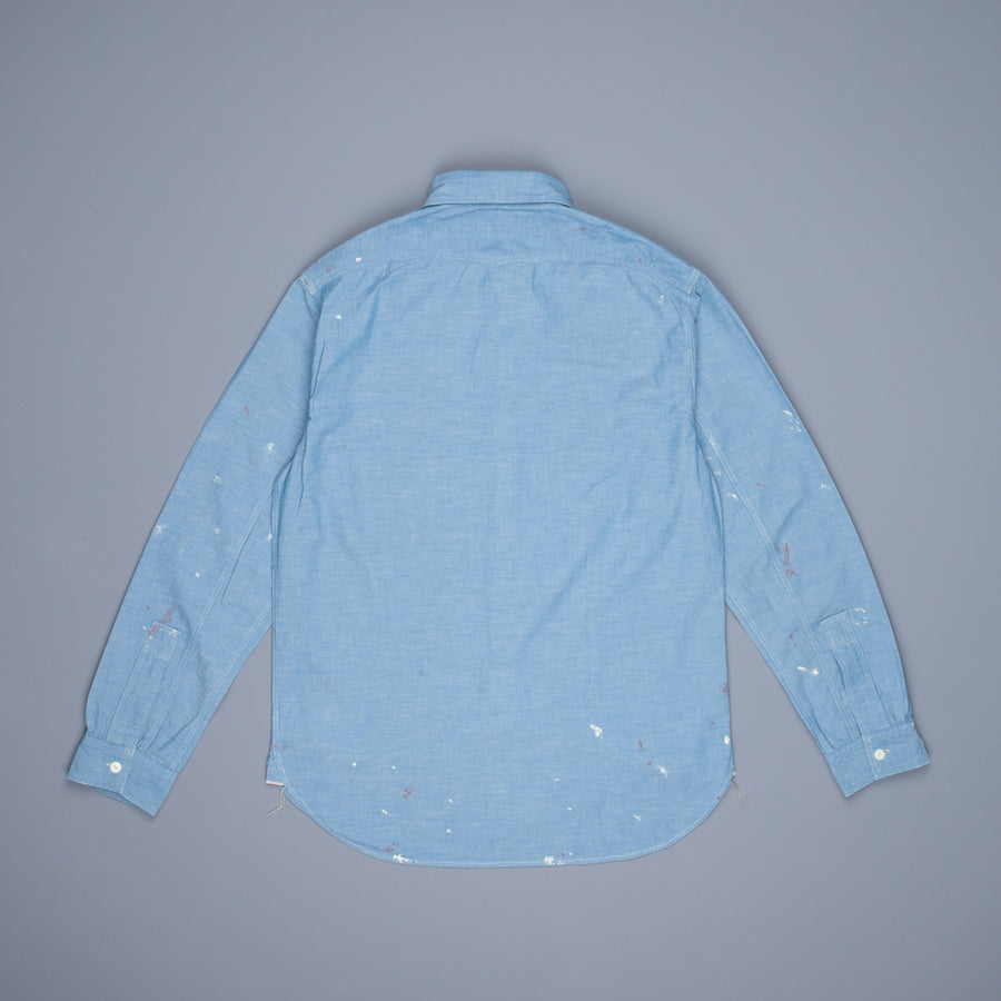 RRL Painted Chambray Workshirt Reactive Blue