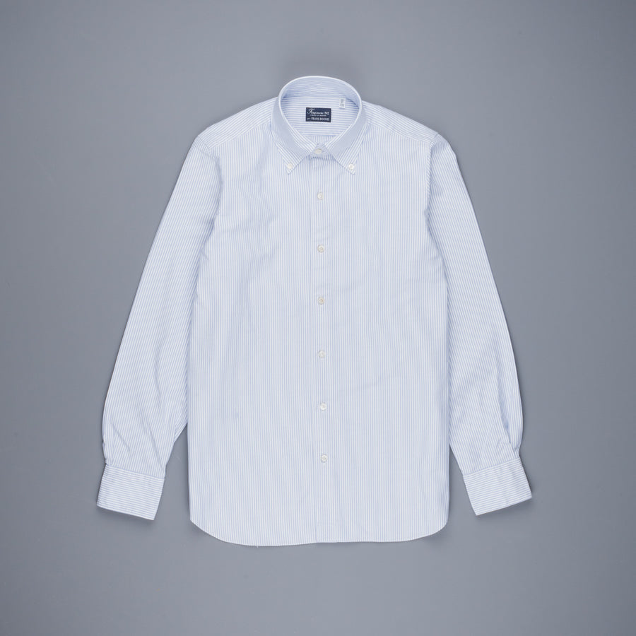 Finamore Gaeta Shirt Lucio Collar brushed oxford light blue stripe