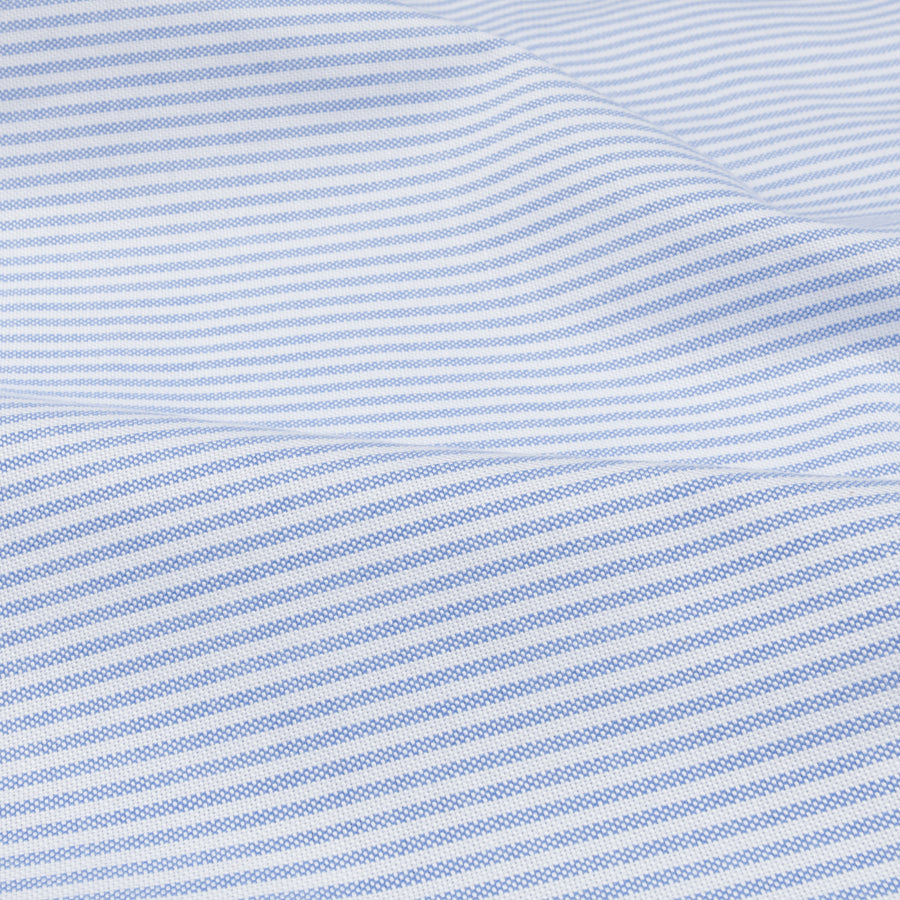 Finamore Gaeta Shirt Lucio Collar brushed oxford light blue stripe