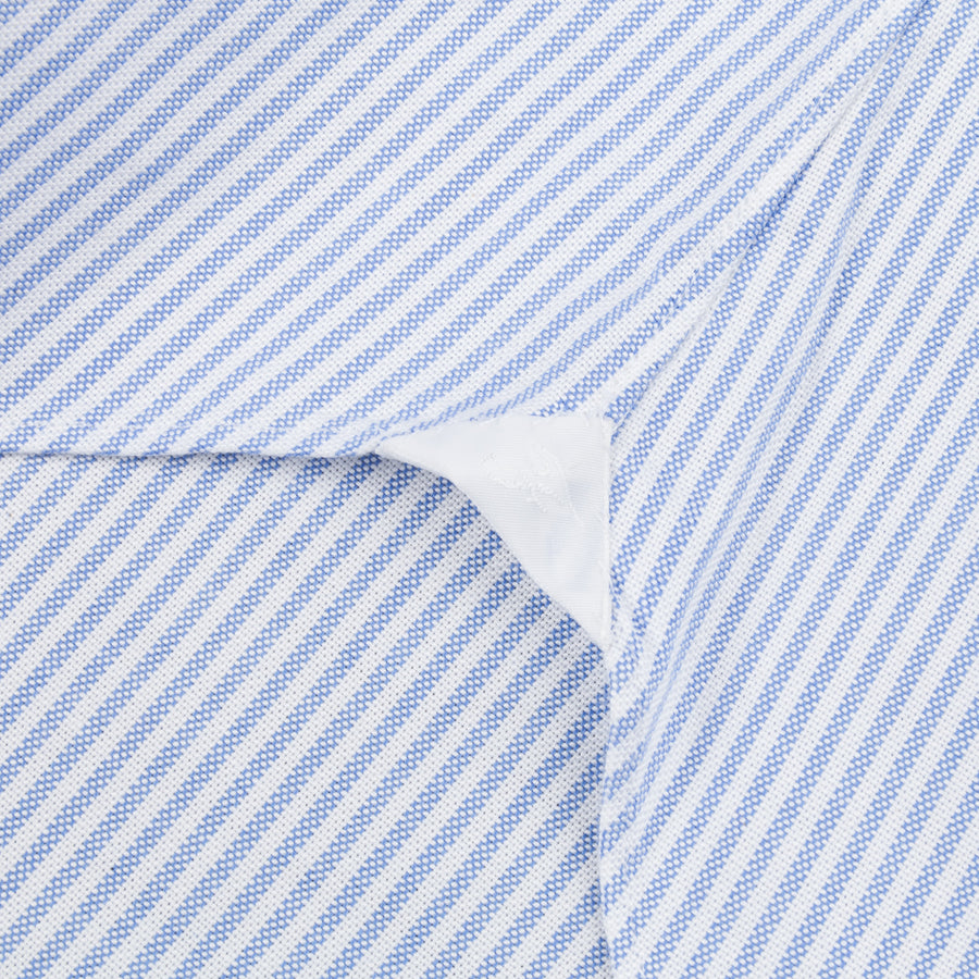 Finamore Gaeta Shirt Lucio Collar brushed oxford light blue stripe