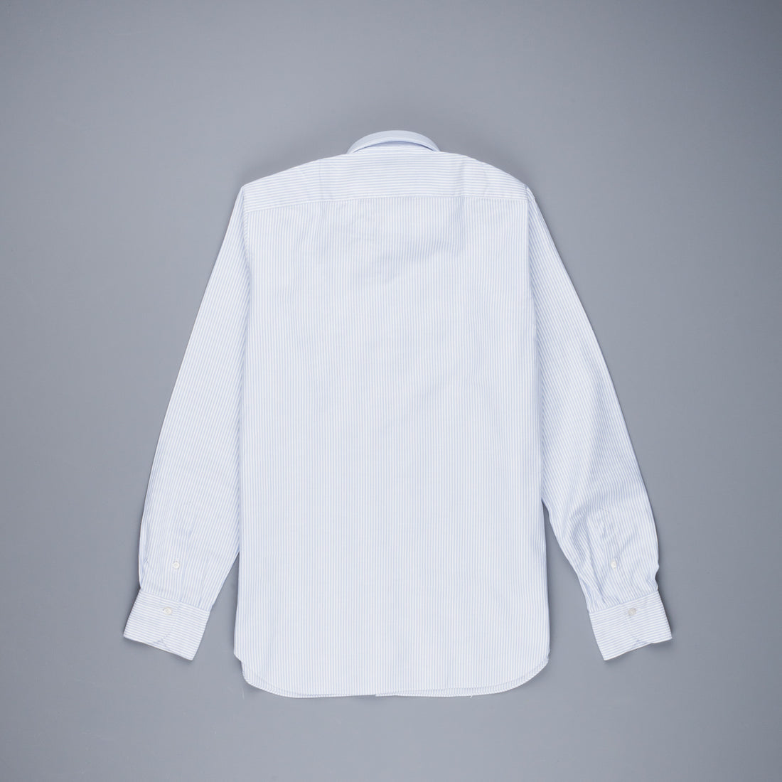 Finamore Gaeta Shirt Lucio Collar brushed oxford light blue stripe