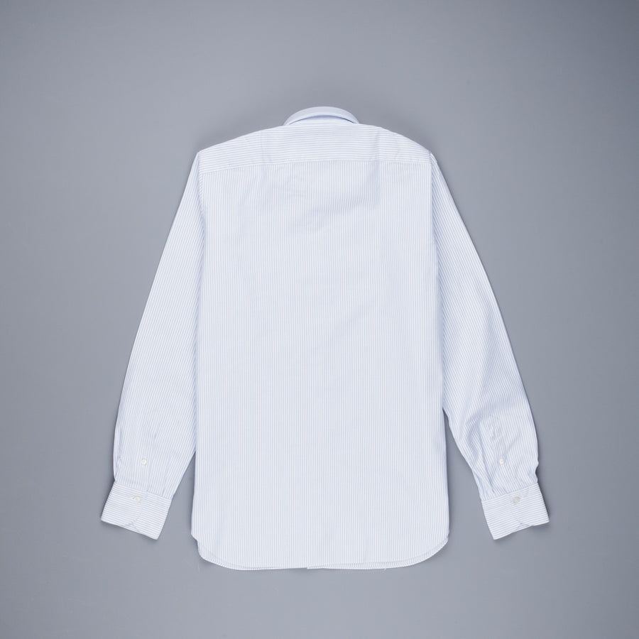 Finamore Gaeta Shirt Lucio Collar brushed oxford light blue stripe