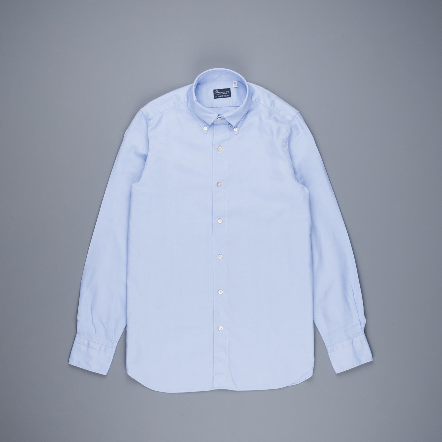 Finamore Gaeta Shirt Lucio Collar washed oxford Midblue