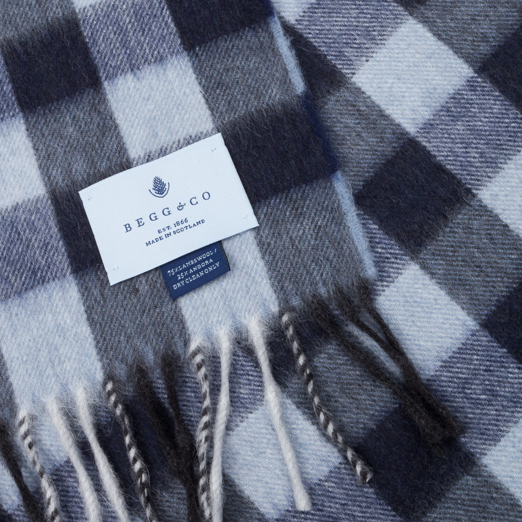 Alex Begg Jura Lambswool Scarf Hillman Navy