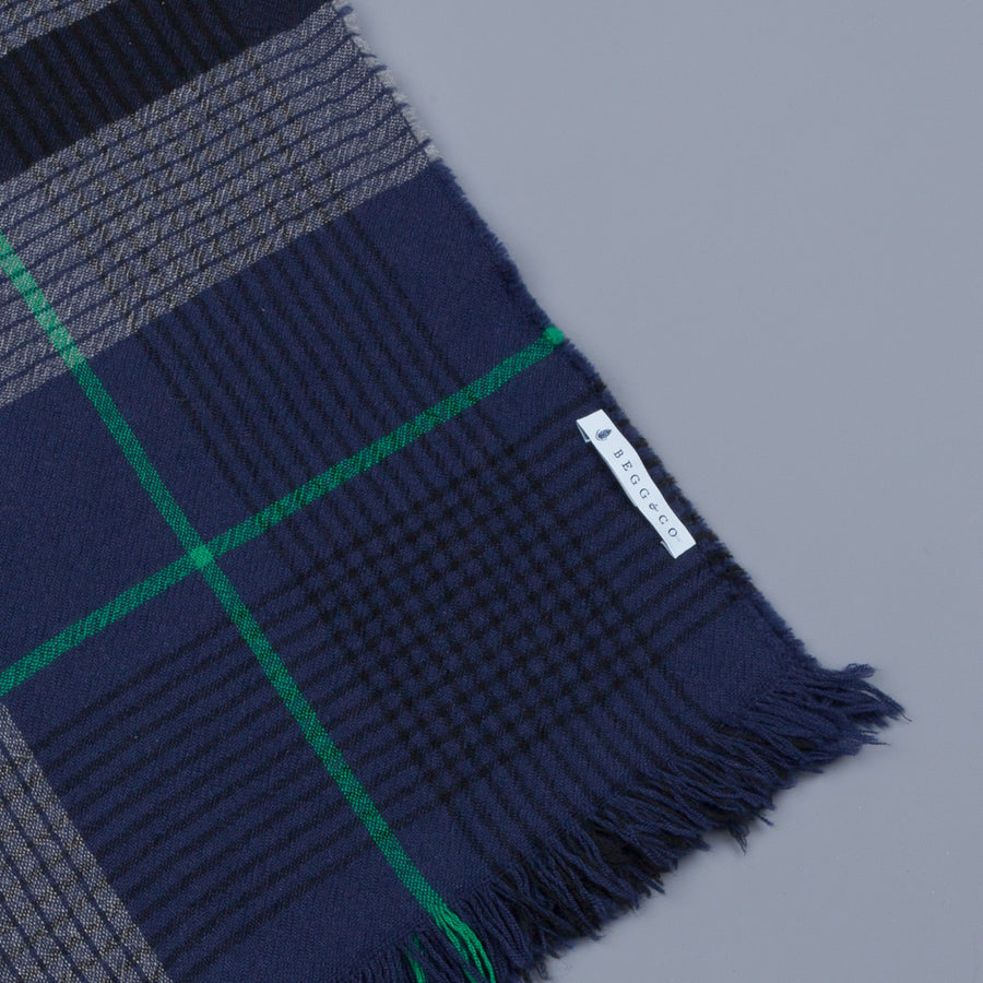 Alex Begg Kishorn Washed Cashmere Shadow Check Blue