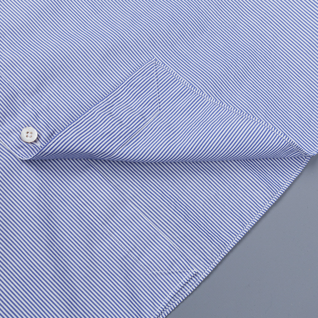 Finamore Gaeta shirt Lucio Collar Navy stripe poplin