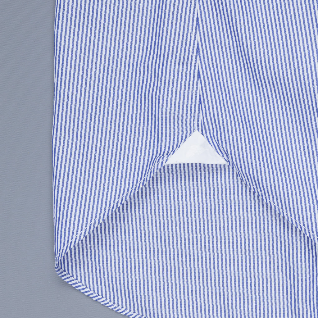 Finamore Gaeta shirt Lucio Collar Navy stripe poplin