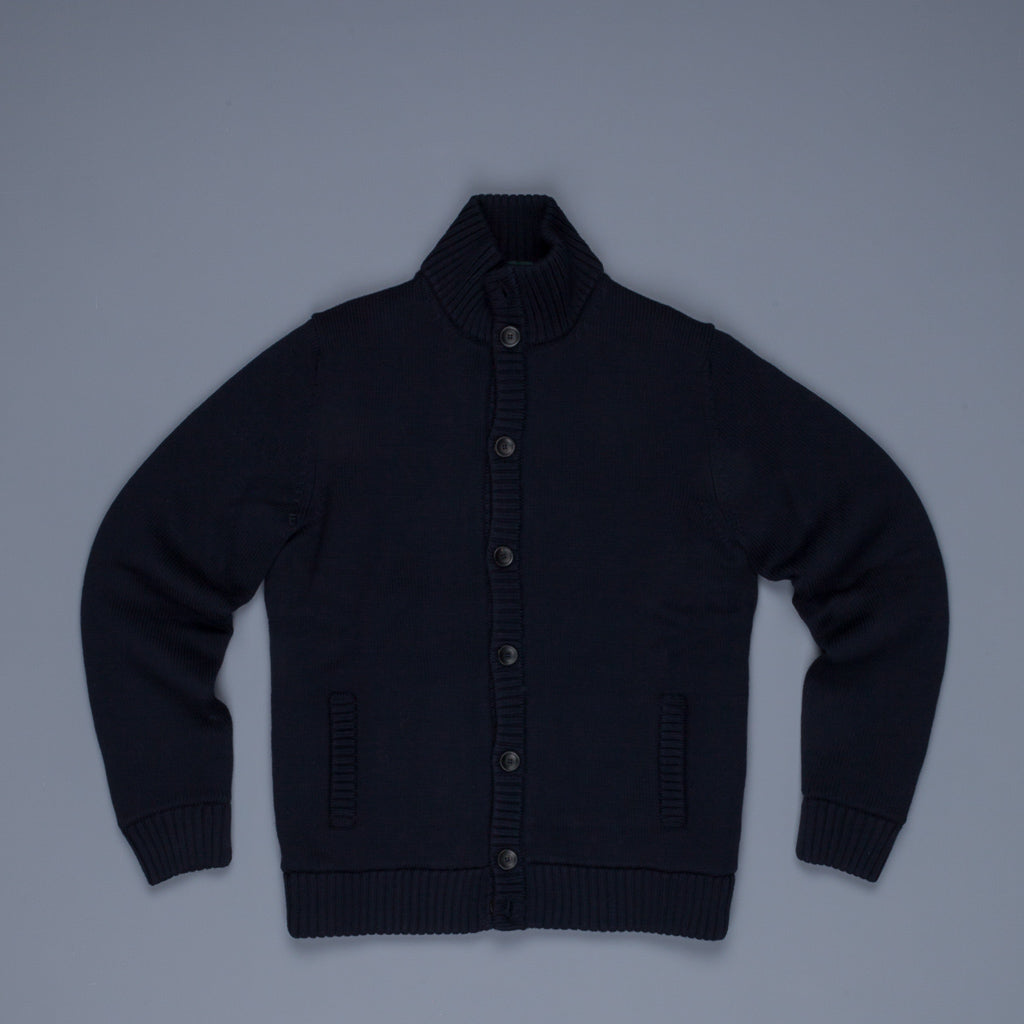 Zanone Warm Chioto Mock Neck Cardigan Blu Navy