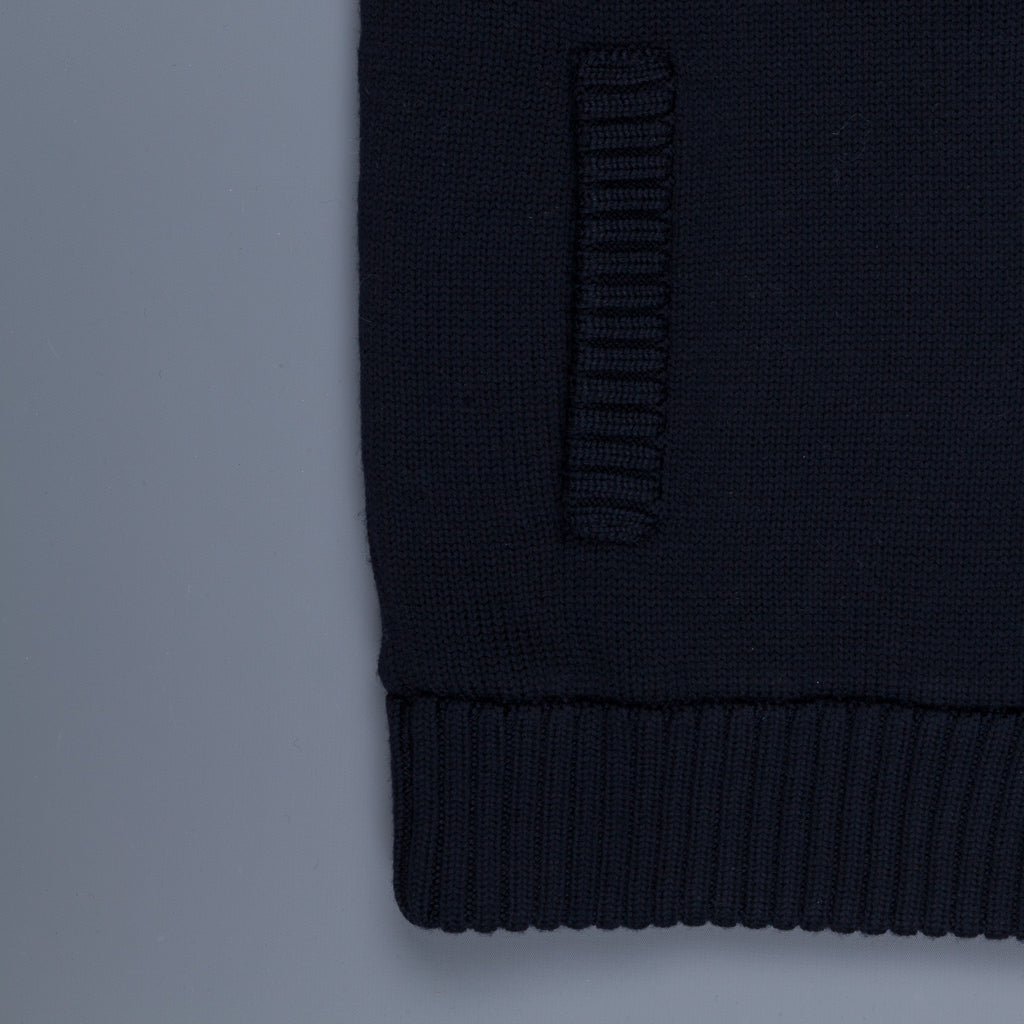 Zanone Warm Chioto Mock Neck Cardigan Blu Navy