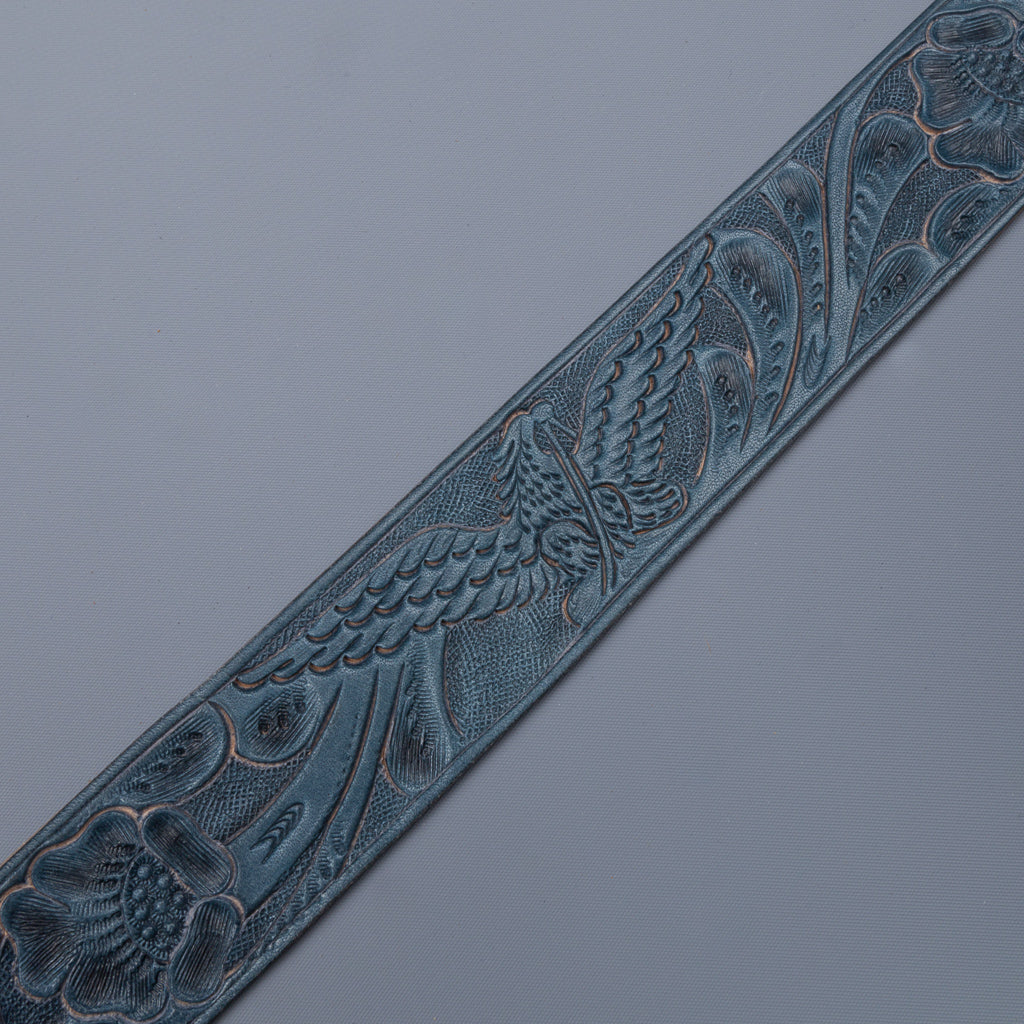 RRL Souvenir Hand-Tooled Leather Indigo Belt