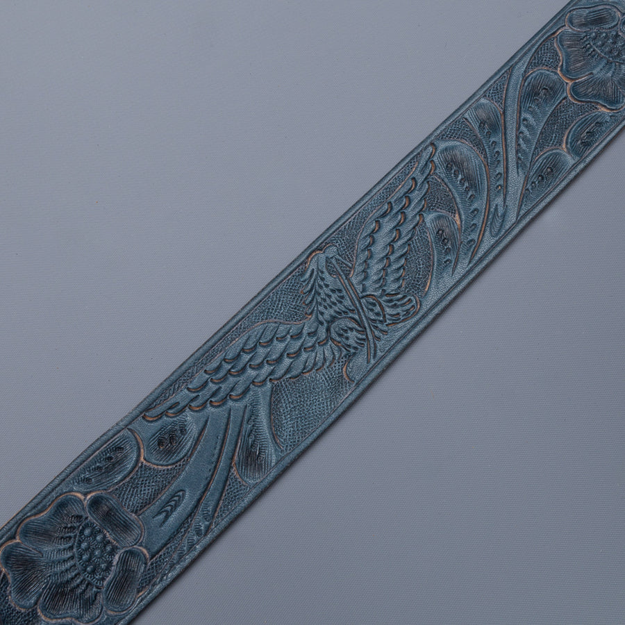 RRL Souvenir Hand-Tooled Leather Indigo Belt