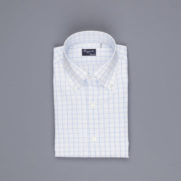 Finamore 'Traveller' Shirt Napoli Fit Collar Lucio Alumo Twill Blue windowpane check