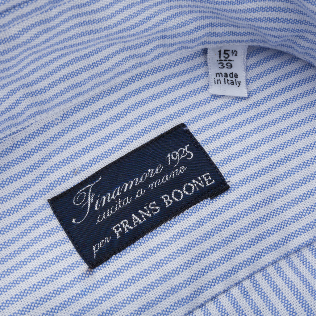 Finamore Tokyo Shirt Lucio Collar oxford Light Blue Stripe