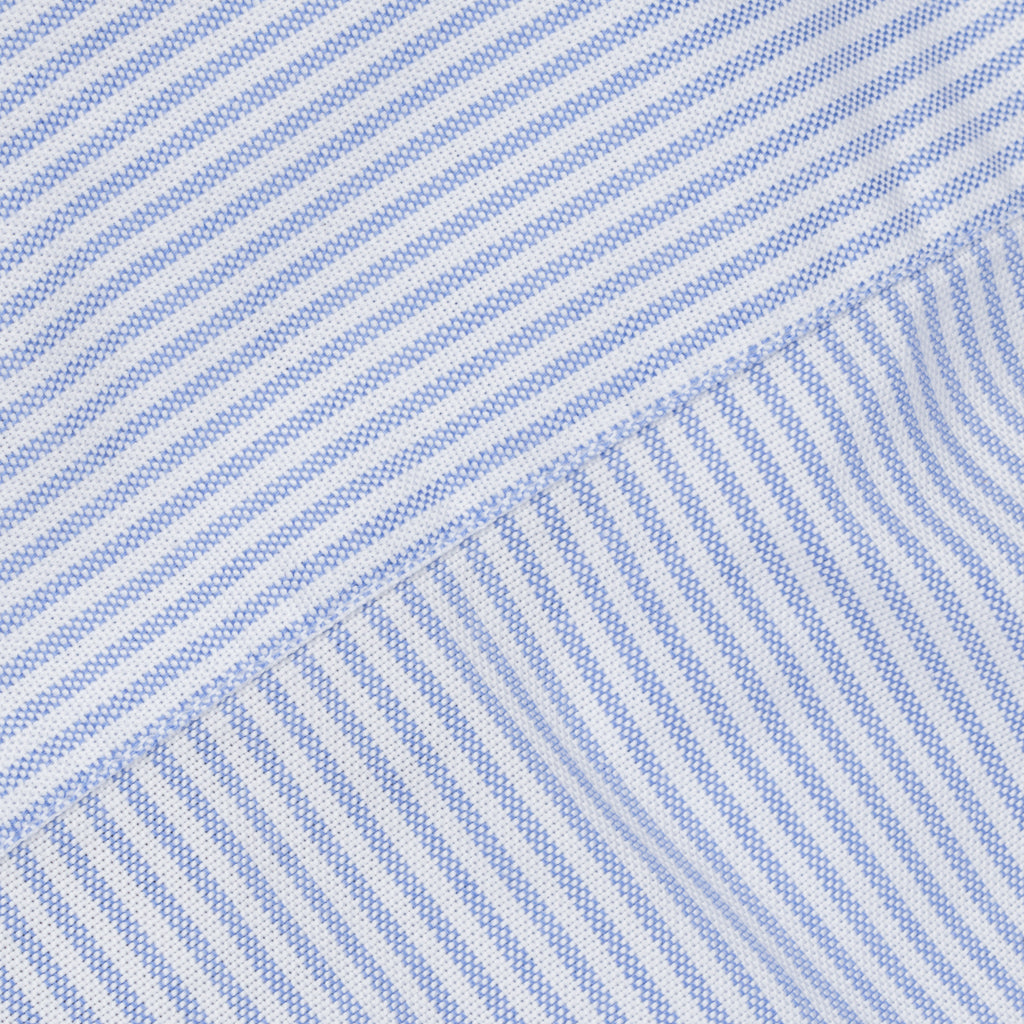 Finamore Tokyo Shirt Lucio Collar oxford Light Blue Stripe