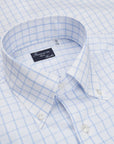 Finamore 'Traveller' Shirt Napoli Fit Collar Lucio Alumo Twill Blue windowpane check