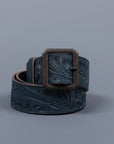 RRL Souvenir Hand-Tooled Leather Indigo Belt