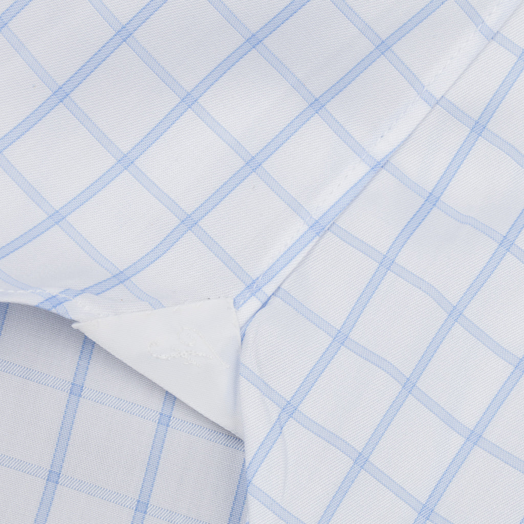 Finamore &#39;Traveller&#39; Shirt Milano Fit Collar Lucio Alumo Twill Blue windowpane check